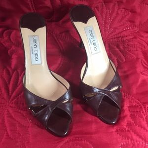 Dark brown slip on sandal